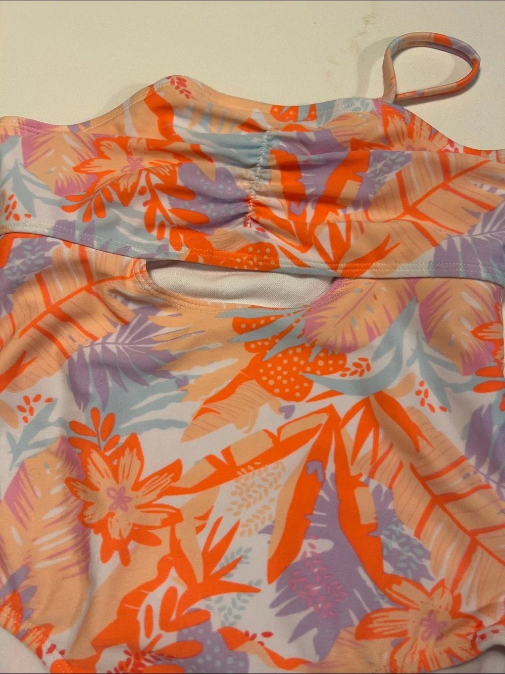 art class Orange Multi Floral Cutout Girls' One-Piece Swimsuit